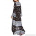 YOGINGO Womens Bell Sleeve Bohemian Floral Print Beachwear Long Split Coverup Dress Black-1 B07FCDK2Y7